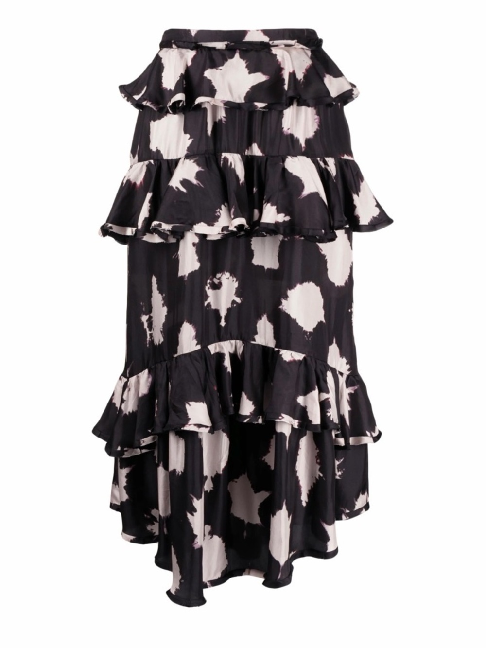 Ulla Johnson Winona silk ruffled skirt. Black and white. Pockets size 2